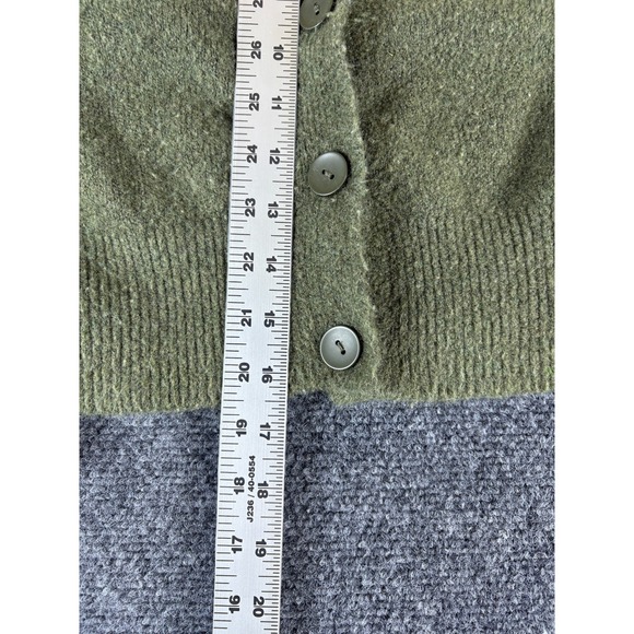 Zara Cropped Cardigan Sweater Womens Small Olive Green Knitted Button Front - Picture 3 of 8